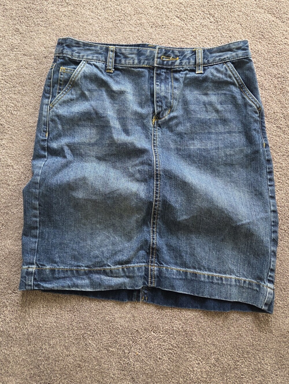 Classic Blue Denim Straight Fit Mini Skirt